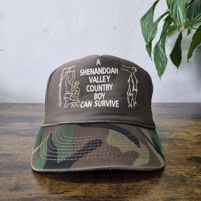 Vintage American Trucker Hat Snapback cap one size adjustable khaki ccountry boy