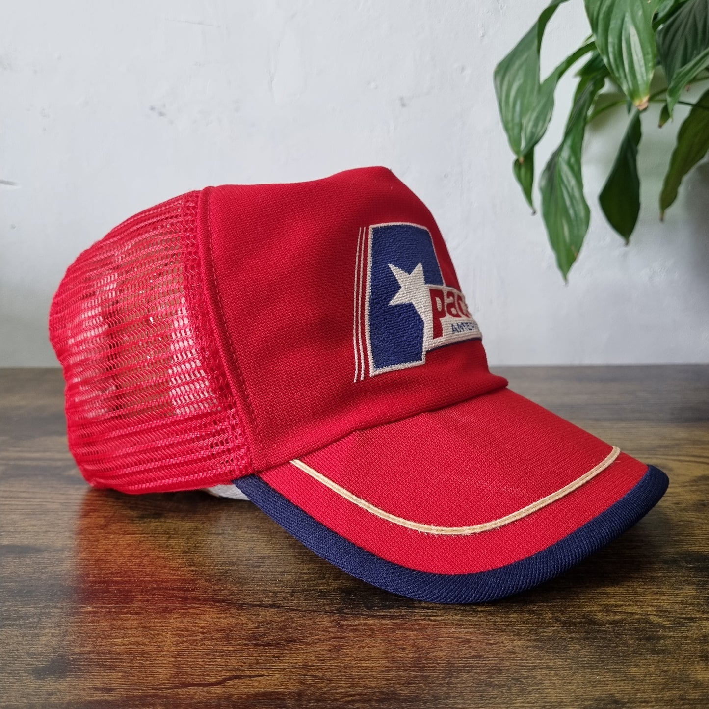 Vintage American Trucker Hat Snapback cap one size adjustable red Pace america