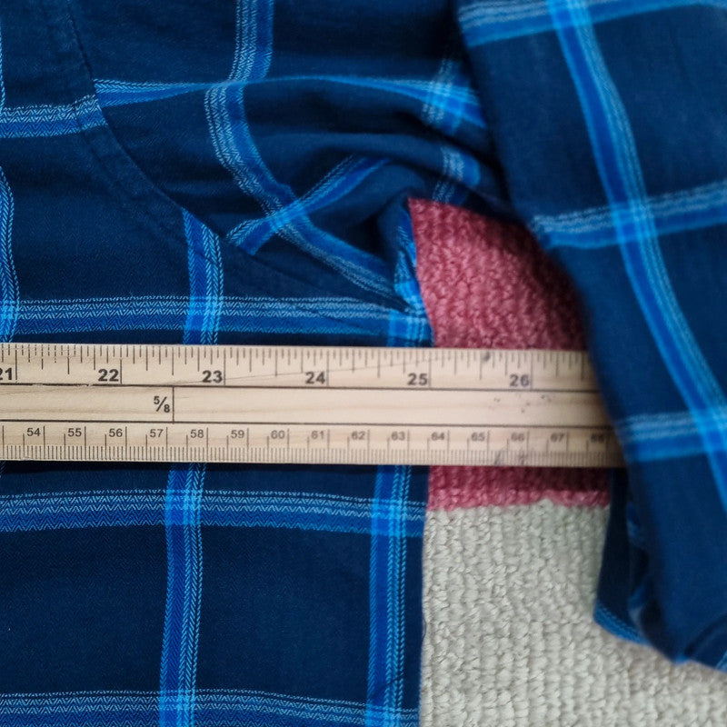 Vintage Columbia Boxy Fit Cropped Shirt Long Sleeve XL Check Blue Button Up Skater Y2K Surf