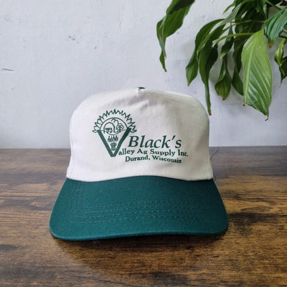 Vintage American Baseball Hat Snapback cap one size adjustable white green blacks valley