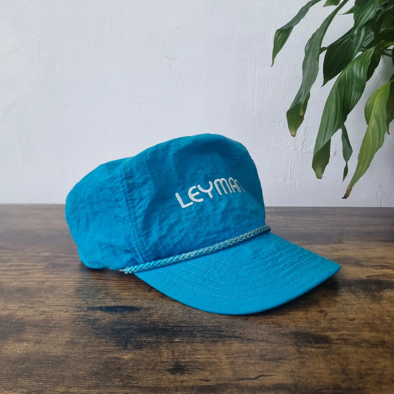 Vintage American Trucker Hat Snapback cap one size adjustable blue turquoise leyman