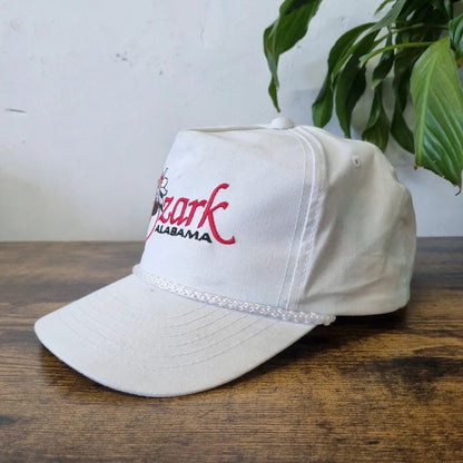 Vintage American Trucker Hat Snapback cap one size adjustable white Ozark alabaster flower