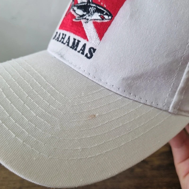 Vintage American Baseball Hat Snapback cap one size adjustable Nassau Bahamas White shark