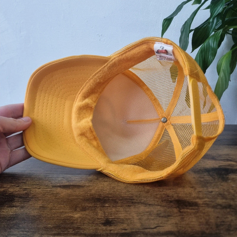 Vintage American Trucker Hat Snapback cap one size adjustable yellow ohio