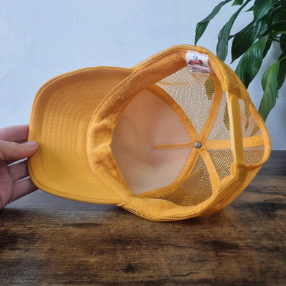 Vintage American Trucker Hat Snapback cap one size adjustable yellow ohio