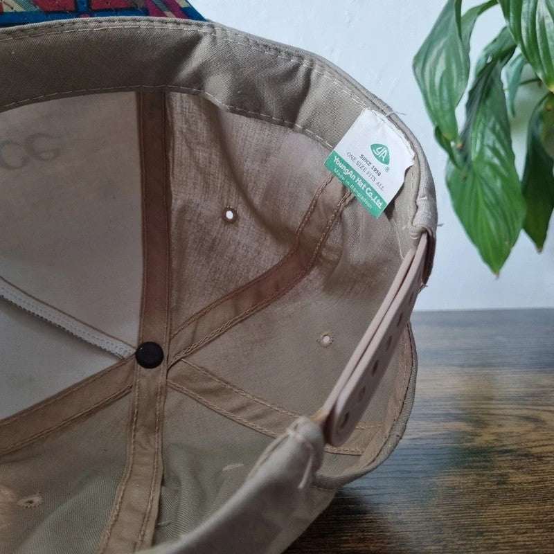Vintage American Trucker Hat Snapback cap one size adjustable beige multi alliance bank