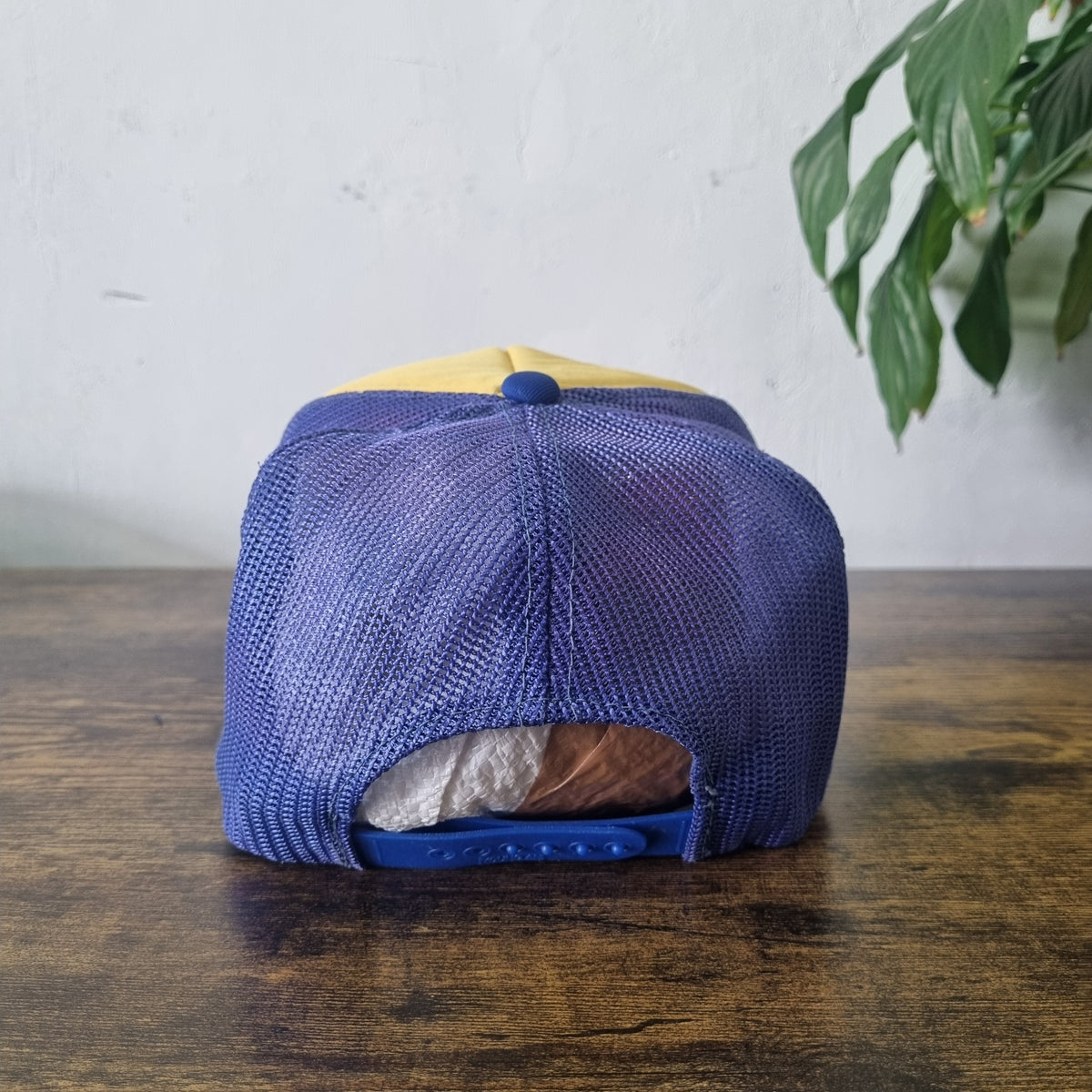 Vintage American Trucker Hat Snapback cap one size adjustable Yellow Blue
