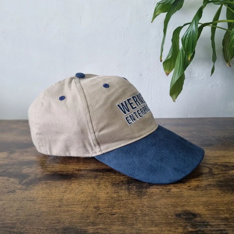 Vintage American Baseball Hat Snapback cap one size adjustable beige navy warner enterprise