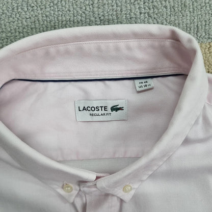 Vintage Lacoste Fit Cropped Shirt long Sleeve XL plain pink Button Up Skater Y2K Surf