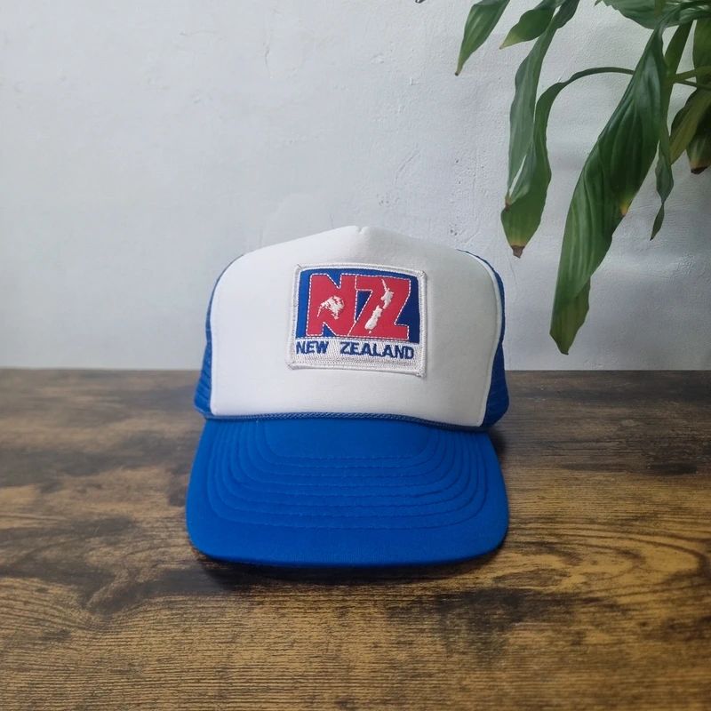 Vintage American Trucker Hat Snapback cap one size adjustable blue white New Zealand