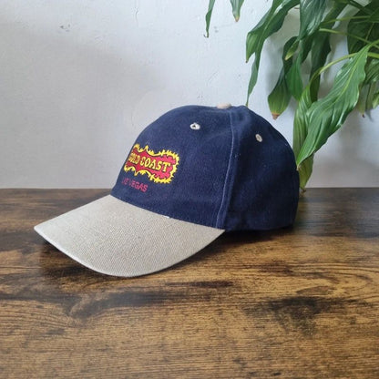 Vintage American Baseball Hat Snapback cap one size adjustable navy beige gold Coast las vegas