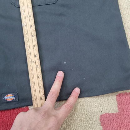 Vintage Dickies Boxy Fit Cropped Shirt Short Sleeve XL plain Grey Button Up NY Yankees