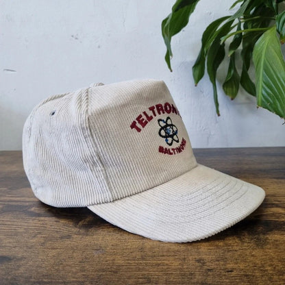 Vintage American Trucker Hat Snapback cap one size adjustable cream tectonic atom