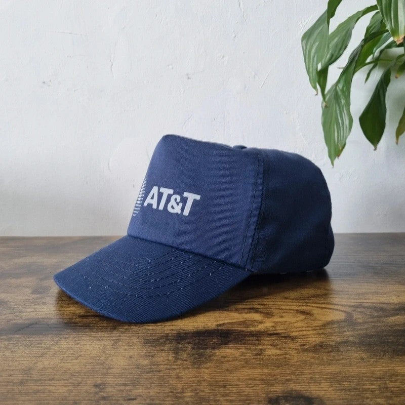 Vintage American Trucker Hat Snapback cap one size adjustable At&T navy