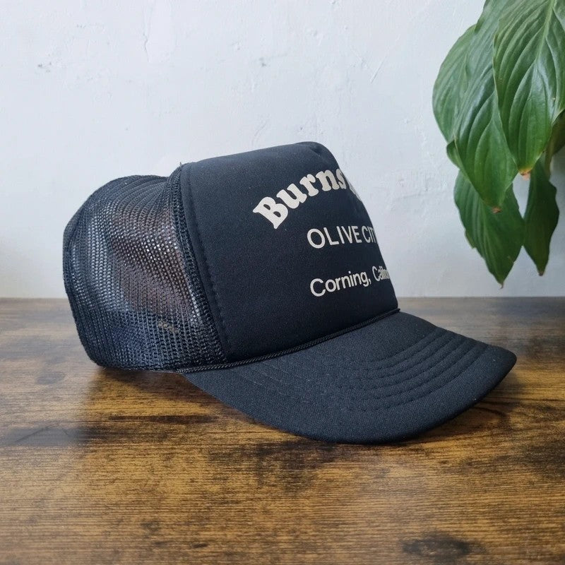 Vintage American Trucker Hat Snapback cap one size adjustable black Burns Bros