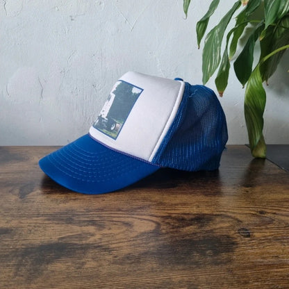 Vintage American Trucker Hat Snapback cap one size adjustable blue white Truck