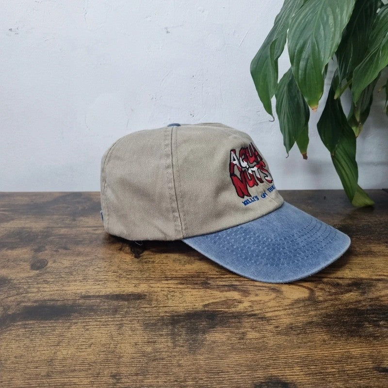 Vintage American Baseball Hat Snapback cap one size adjustable khaki blue Aqua Nuts