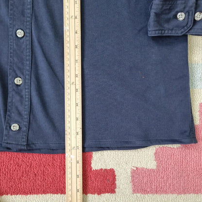 Carhartt FR Boxy Fit Cropped Shirt long Sleeve Medium plain Blue Button Up Skater Y2K Surf