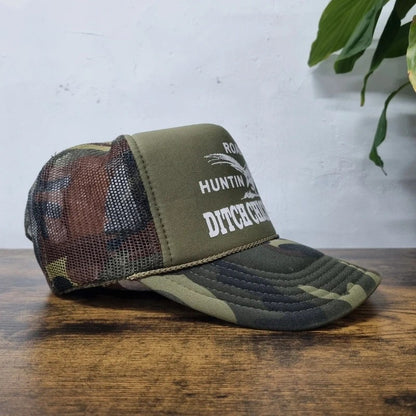 Vintage American Trucker Hat Snapback cap one size adjustable green ditch chicken