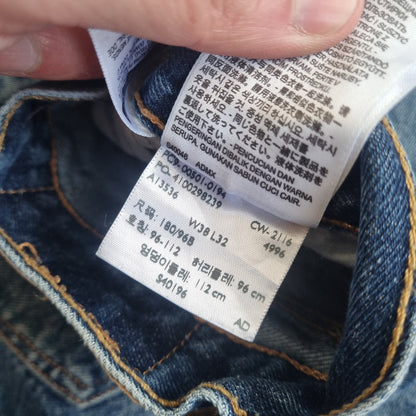 Levi's 501 Jeans Denim Straight Leg Button Fly Red Tab - Size W38 L32 - Blue