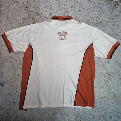Harley Davidson Biker Polo Shirt Short Sleeve Mens  - White - Size L