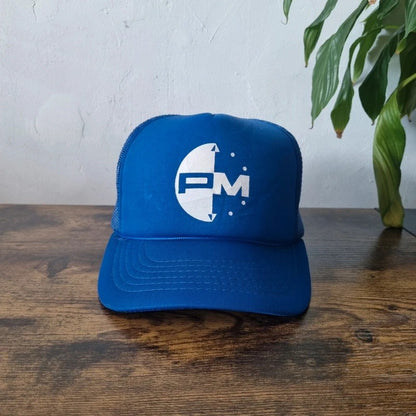 Vintage American Trucker Hat Snapback cap one size adjustable PM blue