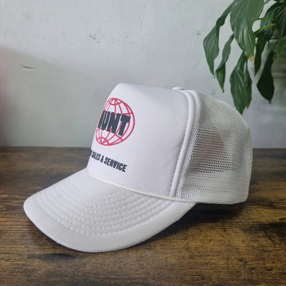 Vintage American Trucker Hat Snapback cap one size white Hunt Truck sales