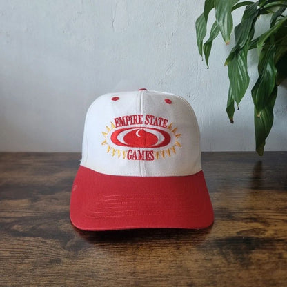 Vintage American baseball hat Snapback cap one size adjustable empire state games red white