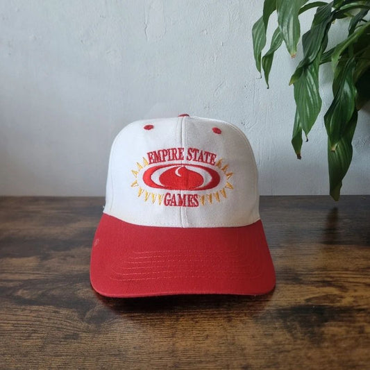 Vintage American baseball hat Snapback cap one size adjustable empire state games red white