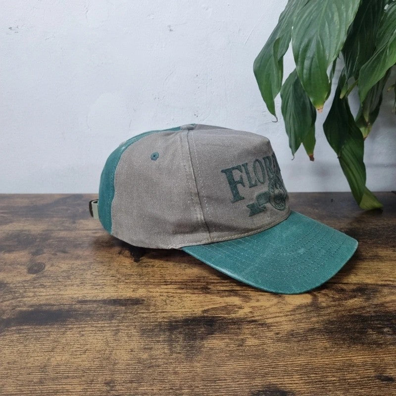 Vintage American Baseball Hat Snapback cap one size adjustable khaki green flroence