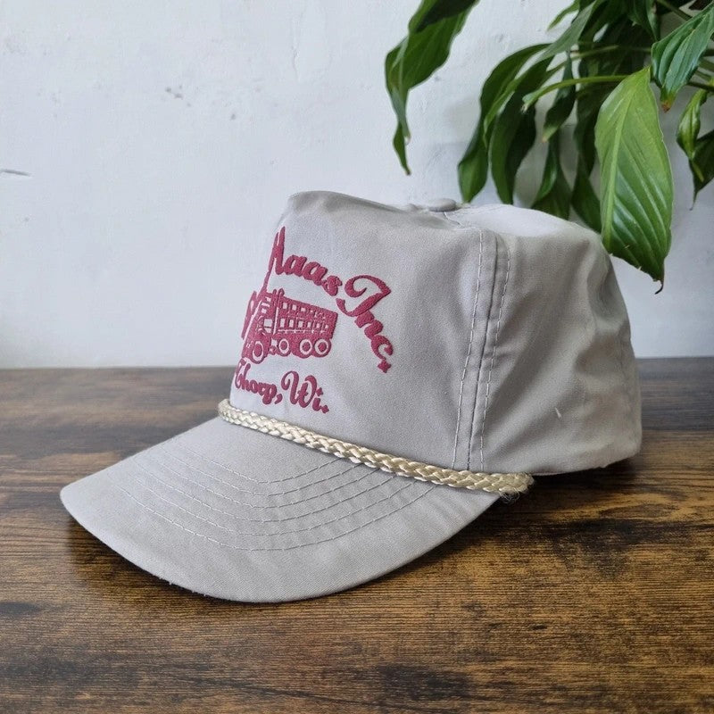 Vintage American Trucker Hat Snapback cap one size adjustable grey Haas Truck