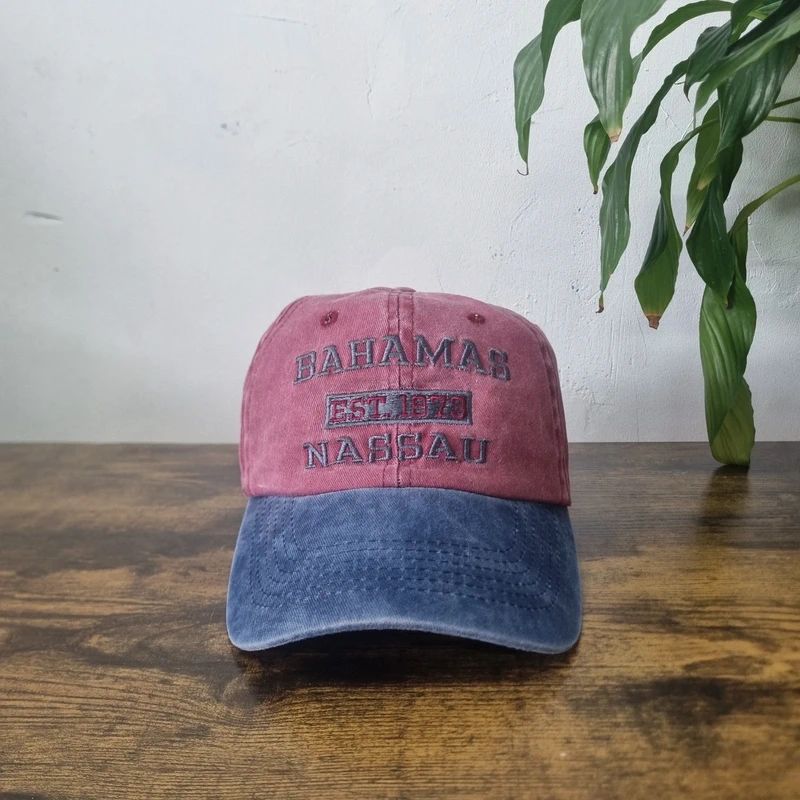 Vintage American Baseball Hat Snapback cap one size adjustable red blue bahamas