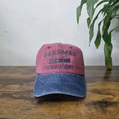 Vintage American Baseball Hat Snapback cap one size adjustable red blue bahamas