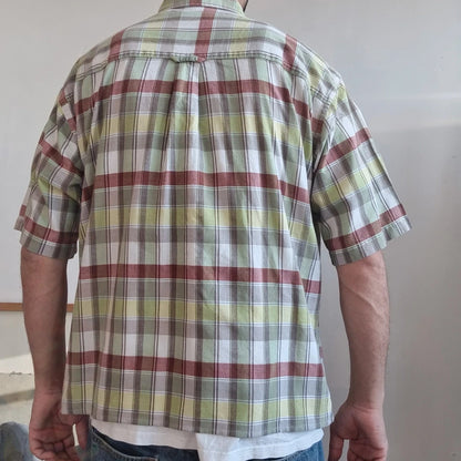 Pendleton Boxy Fit Cropped Shirt Short Sleeve large check multi Button Up Skater Y2K Surf