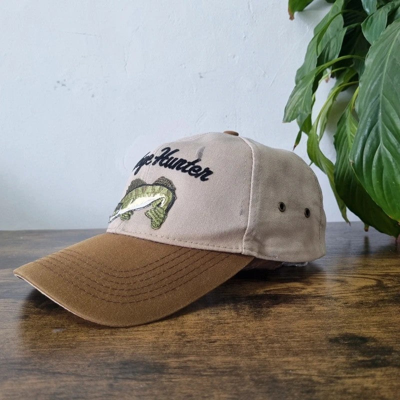 Vintage American Baseball Hat Snapback cap one size adjustable beige walley hunter fishing