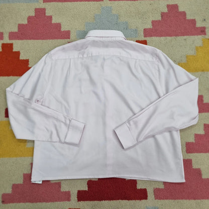 Vintage Lacoste Fit Cropped Shirt long Sleeve XL plain pink Button Up Skater Y2K Surf
