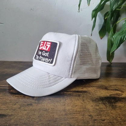 Vintage American Trucker Hat Snapback cap one size adjustable Yoshimura ive got the power white