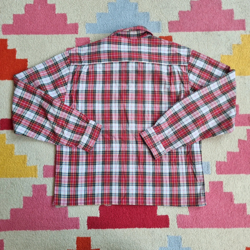 Vintage Carhartt Boxy Fit Cropped Shirt Short Sleeve Medium check red Button Up Skater Y2K Surf