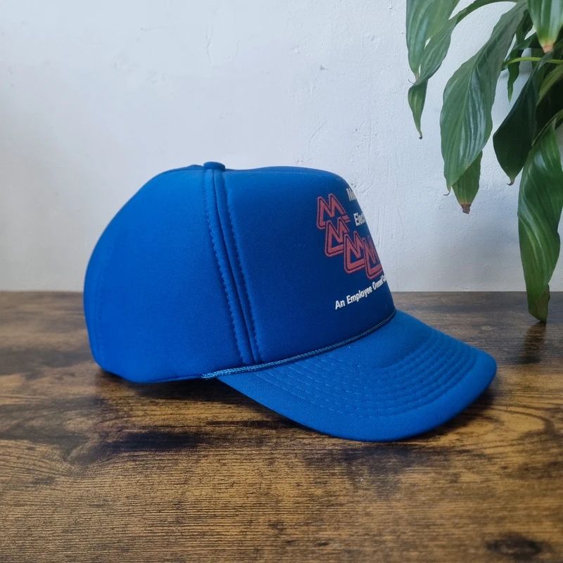 Vintage American Trucker Hat Snapback cap one size adjustable blue medley electric