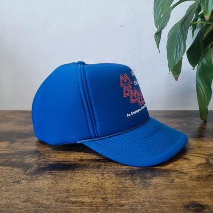 Vintage American Trucker Hat Snapback cap one size adjustable blue medley electric