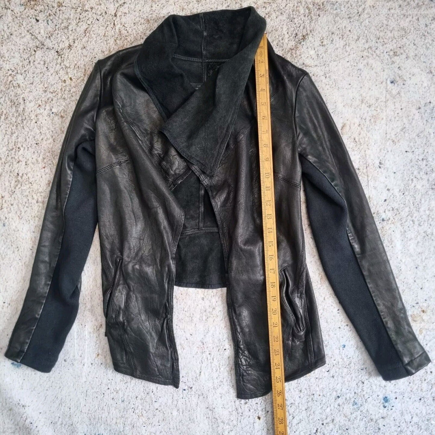All Saints Leather Jacket Waterfall  Size 10 Womens Black