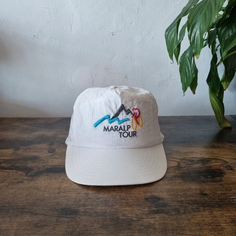 Vintage American Trucker Hat Snapback cap one size adjustable white Maralp tour bike
