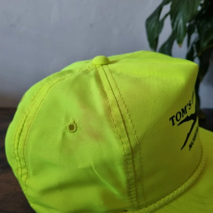Vintage American Trucker Hat Snapback cap one size adjustable neon yellow Tom's dive centre