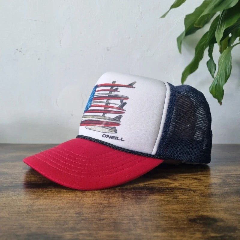 Vintage O'Neill Baseball Hat Snapback cap one size adjustable red white surf