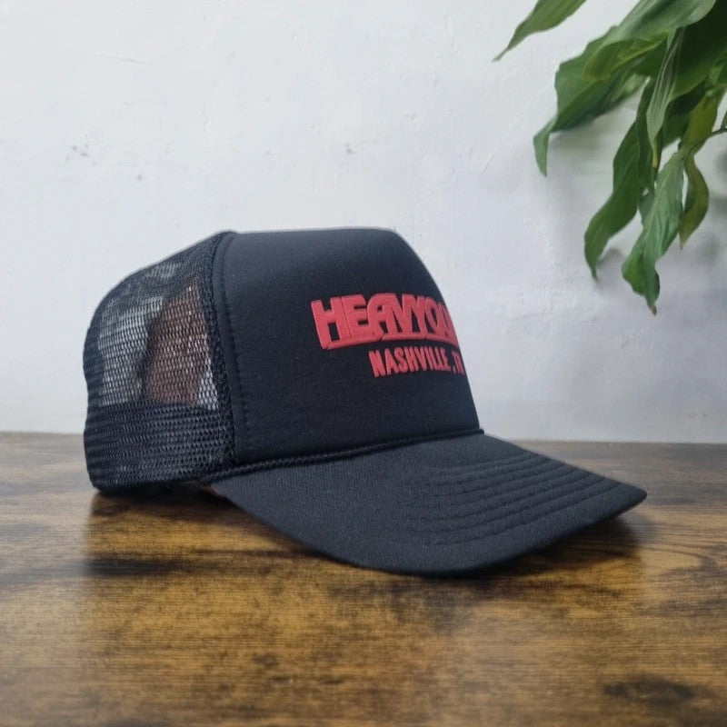 Vintage American Trucker Hat Snapback cap one size adjustable black heavyquip nashville