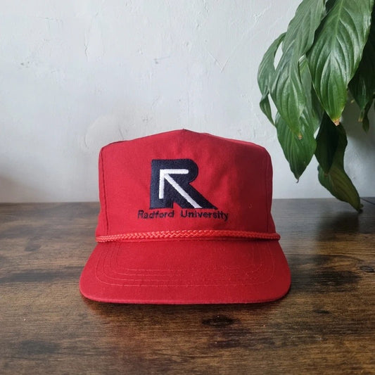 Vintage American Trucker Hat Snapback cap one size adjustable red Radford university