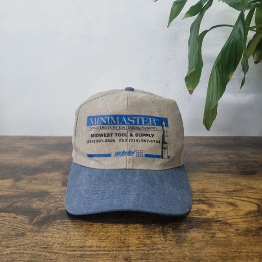 Vintage American baseball Hat Snapback cap one size adjustable khaki blue mini master tool supply