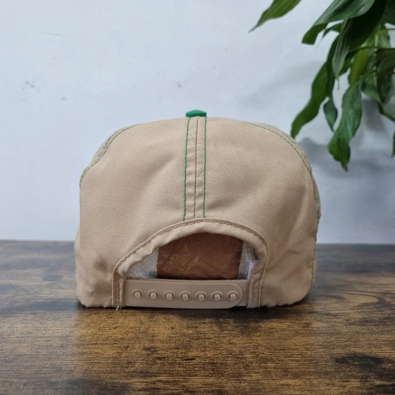 Vintage American Trucker Hat Snapback cap one size adjustable beige stine soyabean