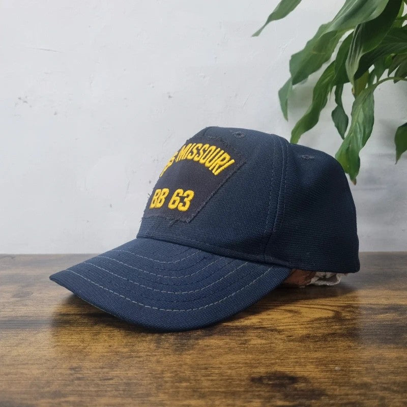 Vintage New Era Baseball Hat Snapback cap one size adjustable navy uss missouri