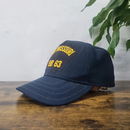 Vintage New Era Baseball Hat Snapback cap one size adjustable navy uss missouri